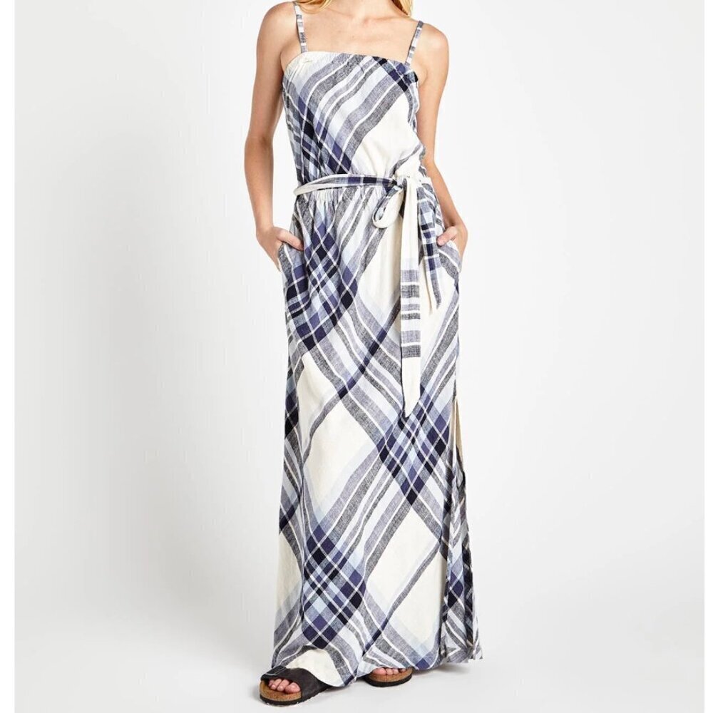 Splendid Blue and White Plaid Maxi Dress